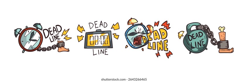 Fecha límite y tiempo de trabajo Etiqueta y etiqueta Vector Set