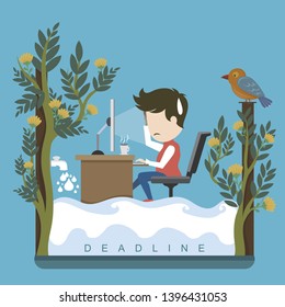 Deadline for young workers vector and illustration