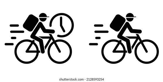 Deadlines shipping, riding cycling line pattern. Home, work courier delivery by bicycle icon or pictogram, fast deliveryman. Express delivery, track and trace processing concept. Bike symbol or logo