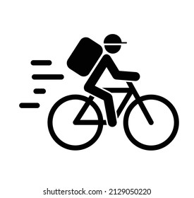 Deadlines shipping, riding cycling line pattern. Home, work courier delivery by bicycle icon or pictogram, fast deliveryman. Express, postman track and trace processing concept. Bike symbol or logo