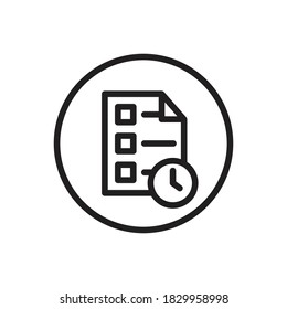 Deadlines (Time and Date) icon outline vector. isolated on white background