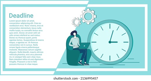 Deadline.Time management and time control.Planning business tasks.An illustration in the style of a green landing page.