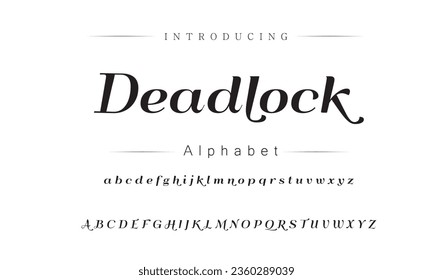 Deadlock Font. Alphabet. Script. Typeface. Label .Vintage typeface. For labels and different type designs