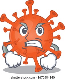 Deadly corona virus cartoon character design with angry face