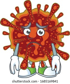 Deadly coronvirus mascot design style with worried face