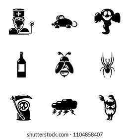 Deadly danger icons set. Simple set of 9 deadly danger vector icons for web isolated on white background