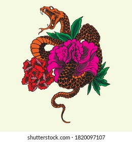 tatuaje de flor mortífera y serpiente