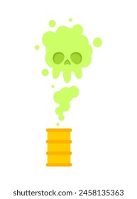 Deadly gas from barrel. Smoke skull is sign of death. 