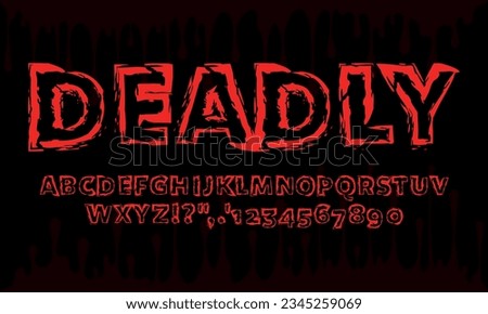 DEADLY, horror alphabets, Halloween font, letters, vampire font, scary letters, danger font