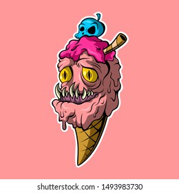 deadly ice cream vector for commercial use