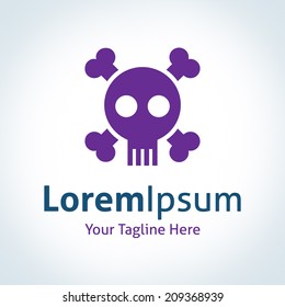 Deadly logotype ahead skull and bones vector icon