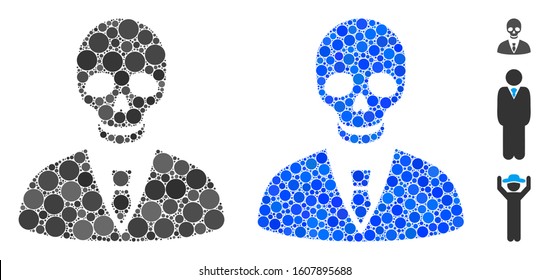 Deadly manager composition of circle elements in variable sizes and color tones, based on deadly manager icon. Vector circle elements are united into blue composition.