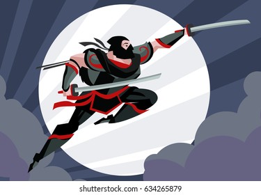 deadly ninja jumping in the night