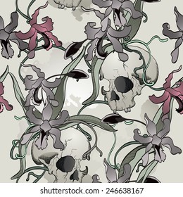 Deadly orchid seamless background