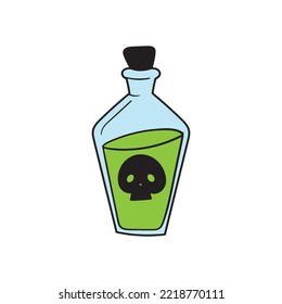 Deadly poison with head bone in simple style on Halloween. Suitable vector for design content and illustration in Halloween Event