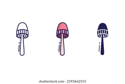deadly skullcap mushroom line and solid illustration icon