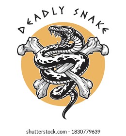 Deadly snake crossbones, Premium Vector