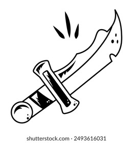 Icono de espada mortal diseñado en estilo de línea 