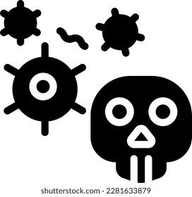 The deadly virus icon symbolizing a highly infectious and potentially fatal pathogen. The icon is commonly used to warn of the presence of a dangerous virus in the environment