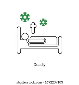 Deadly virus icon vector on white background. Black icon illustration