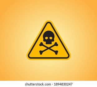 Deadly warning sign vector graphic trendy design, Danger sign vector yellow skull logo.