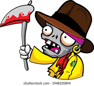 Deadly Zombie holding axe, T-shirt Design