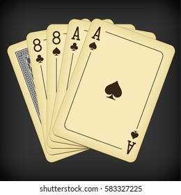 Deadman Hand - vintage playing cards vector illustration