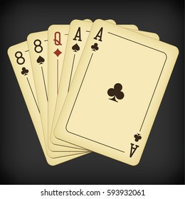 Deadman Hand - vintage playing cards vector illustration