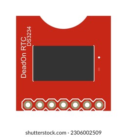 DeadOn RTC - DS3234 vector illustration, offering graphic designers a visual depiction of the DS3234 Real-Time Clock (RTC) module, known for its accuracy and precision timekeeping capabilities