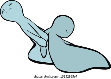 Deadweight.  Amorphous blue figure straining to drag along a similar figure, intended to represent struggling with mental health issues.