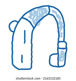 Deaf Aid sketch icon vector. Hand drawn blue doodle line art Deaf Aid sign. isolated symbol illustration