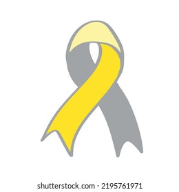 Deaf awareness month septembe yellow and gray support ribbon hand drawn.