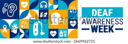 Deaf Awareness Week Geometric shape pattern background, banner, card or poster design template is observed every year during September, to raise awareness about the mission. Vector illustration.