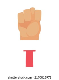 Deaf composition with isolated ornate letter and human hand showing appropriate gesture sign vector illustration