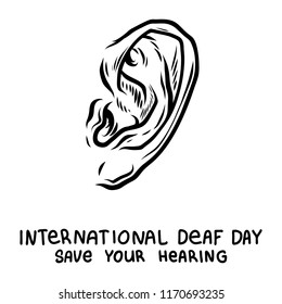 Deaf day concept background. Hand drawn illustration of deaf day vector concept background for web design