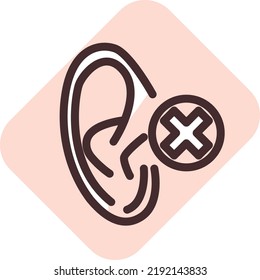 Deaf disability, illustration, vector on a white background.