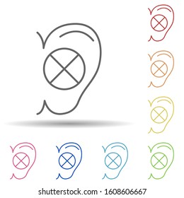 Deaf, disease, medical in multi color style icon. Simple thin line, outline vector of charity icons for ui and ux, website or mobile application