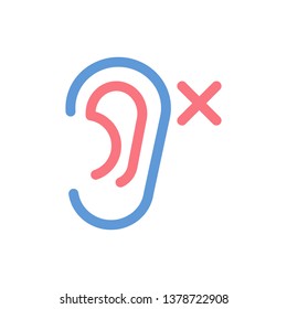 Deaf Ear Simple Line Icon in minimal style - vector eps