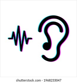 Icono De Glitch Sordo, Incapacidad De Oír, Escuchar, Oír, Humano, Ilustración De Arte Vector