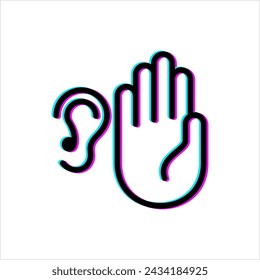 Deaf Glitch Icon, Disability To Hear, Listen, Ear, Human, Vector Art Illustration