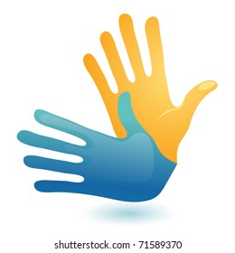 Deaf Hand Gesture Language Symbol. Two Vector Arms Icon Design