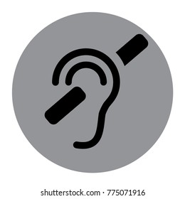 Deaf Icon. Gray Circle. Vector.