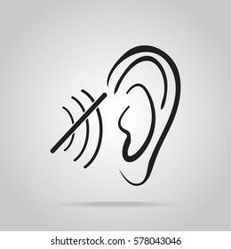 deaf icon, hearing and ear icon, disability to hear icon