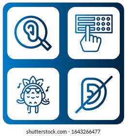 deaf icon set. Collection of Ear, Braille, Listening, Deaf icons