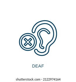 deaf icon. Thin linear deaf outline icon isolated on white background. Line vector deaf sign, symbol for web and mobile