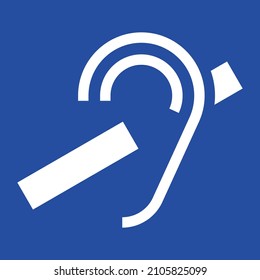 Deaf icon, vector ear sign on white background