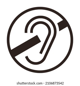 Deaf-Symbol, Vektorsymbol auf weißem Hintergrund