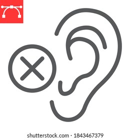 Deaf line icon, disability and deafness, hearing impaired sign vector graphics, editable stroke linear icon, eps 10