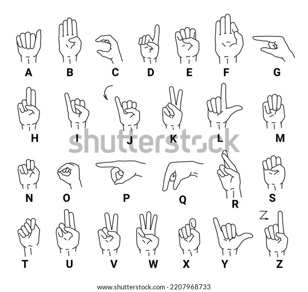 Deaf Mutes Hand Language Letters Alphabet Stock Vector (Royalty Free ...