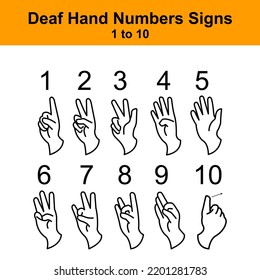 Deaf Numbers 1 10 Hand Signs Stock Vector (Royalty Free) 2201281783 ...